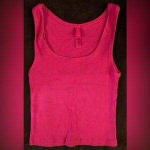 Skims Cotton Ribbed Tank - Dark Pink